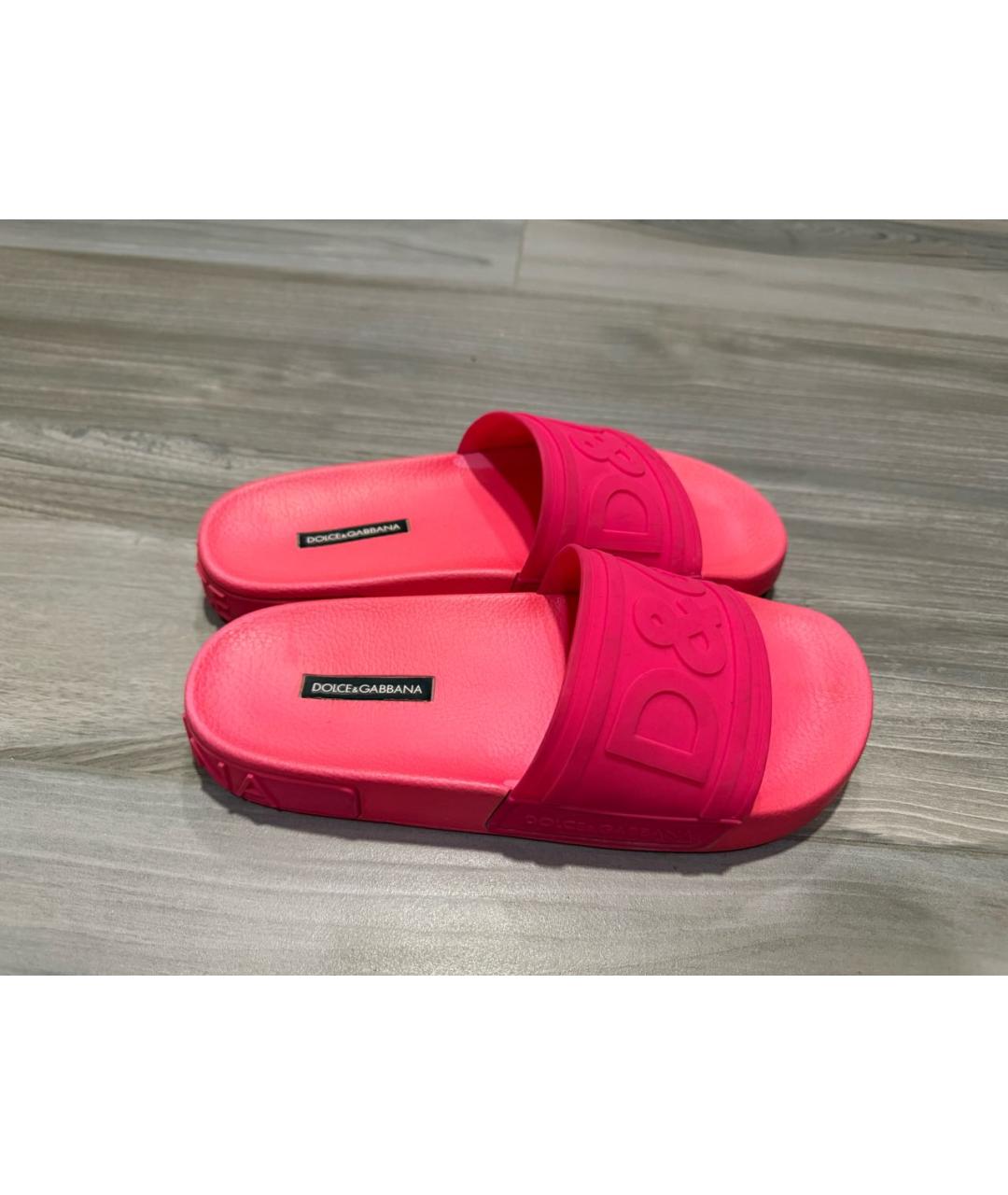 DOLCE&GABBANA Фуксия резиновые шлепанцы, фото 4