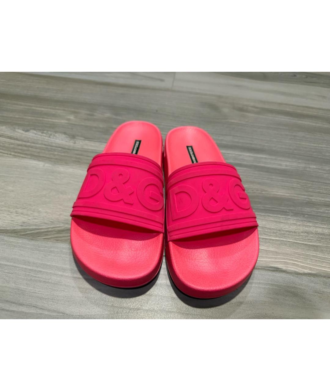DOLCE&GABBANA Фуксия резиновые шлепанцы, фото 3