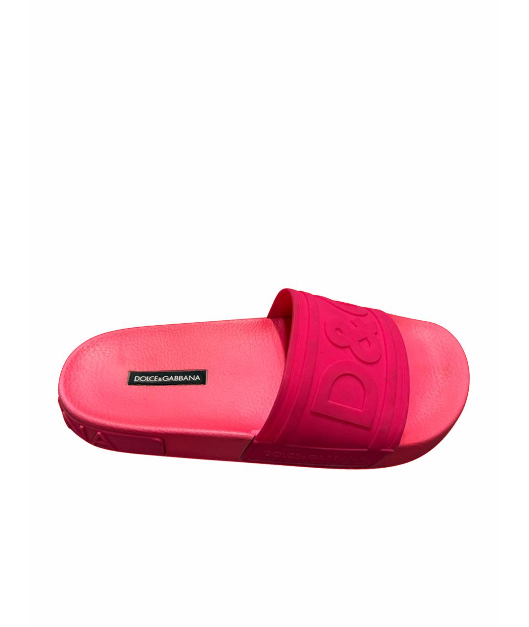 DOLCE&GABBANA Фуксия резиновые шлепанцы, фото 1