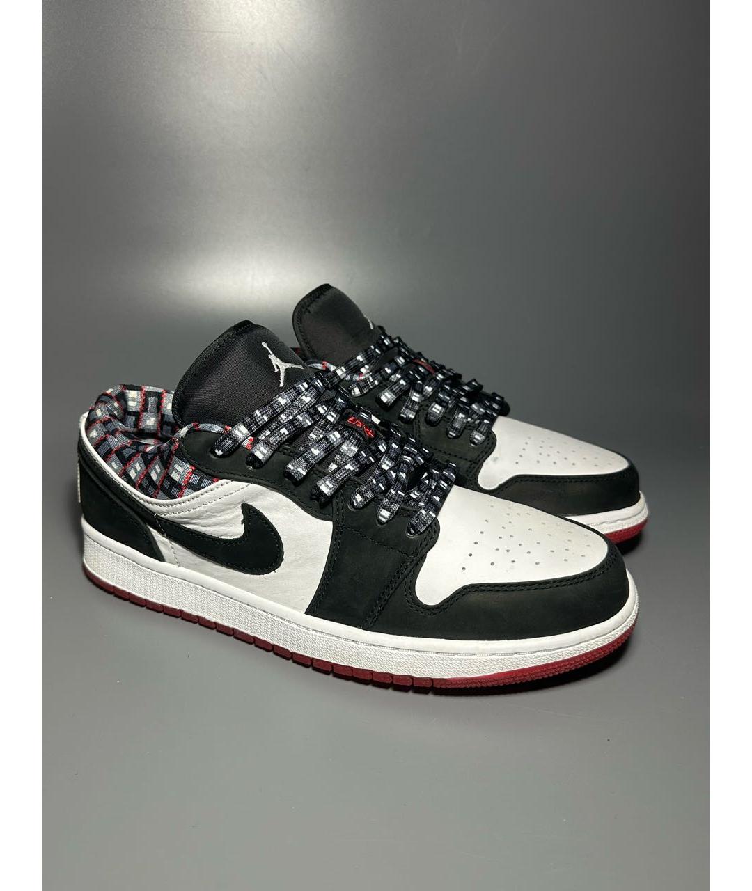 JORDAN Черные кожаные низкие кроссовки / кеды, фото 5