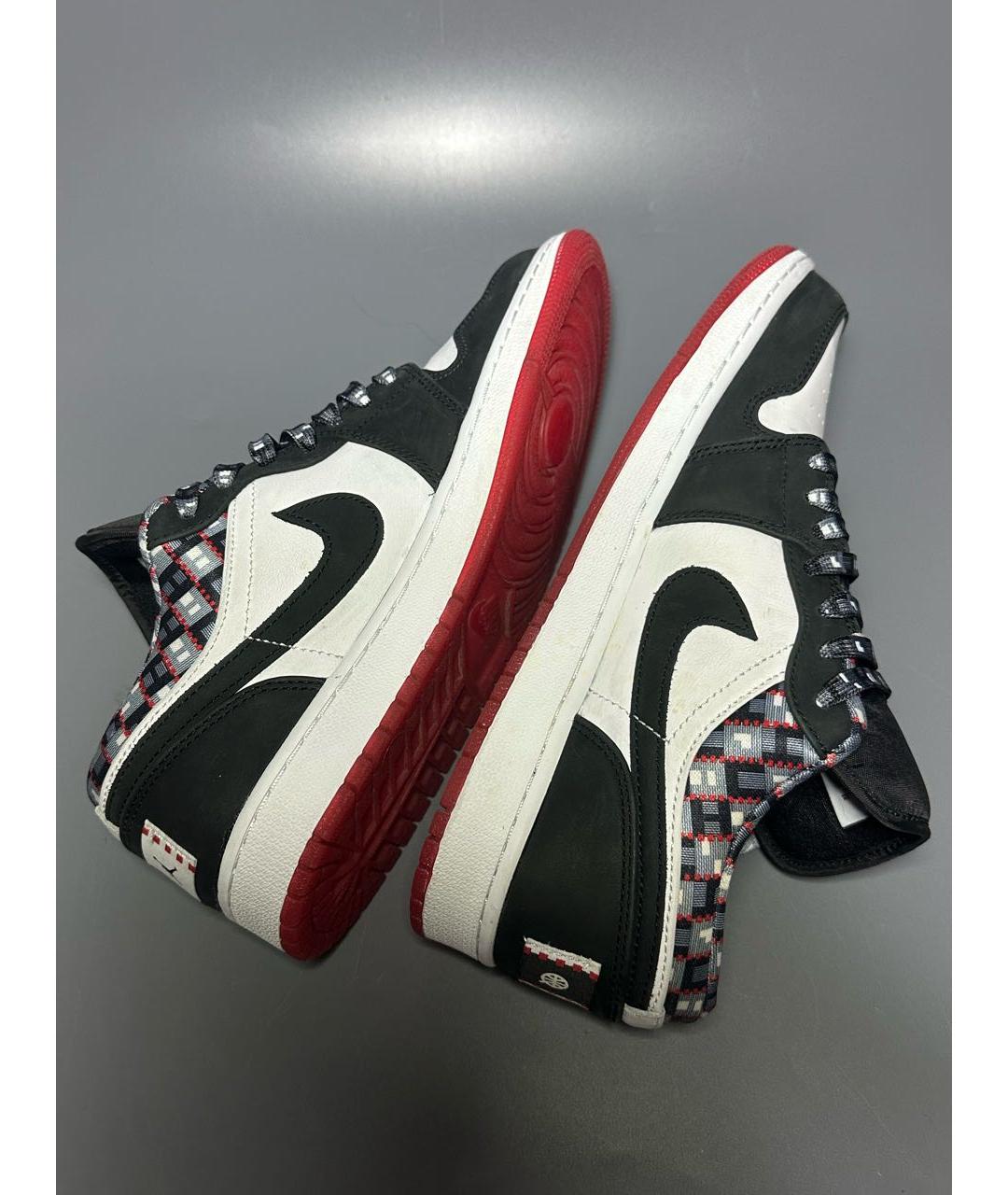 JORDAN Черные кожаные низкие кроссовки / кеды, фото 7