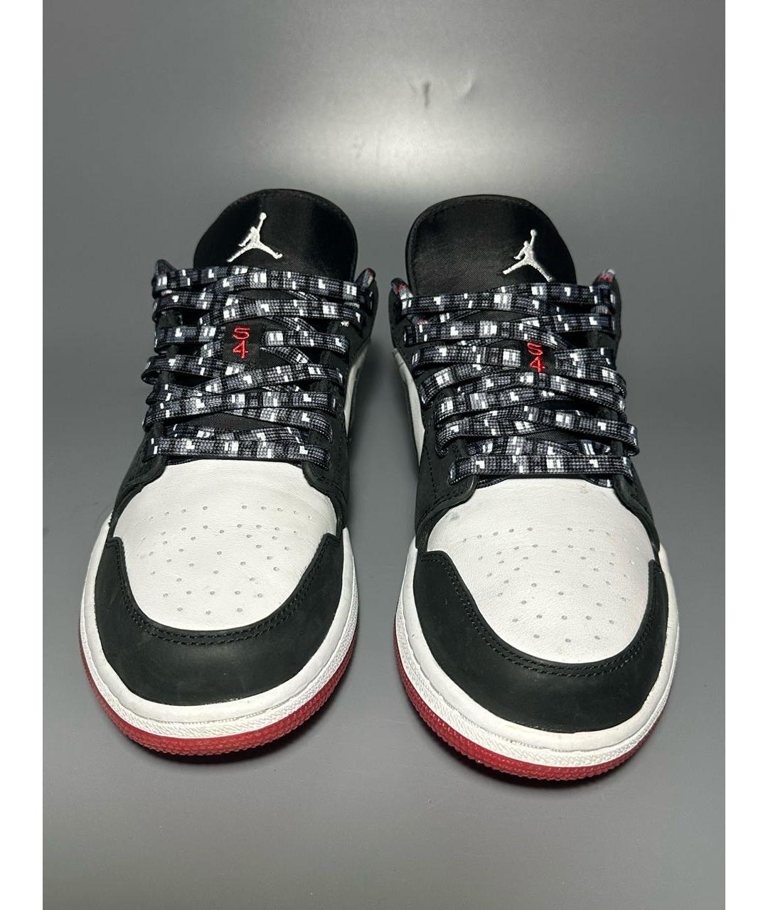 JORDAN Черные кожаные низкие кроссовки / кеды, фото 2