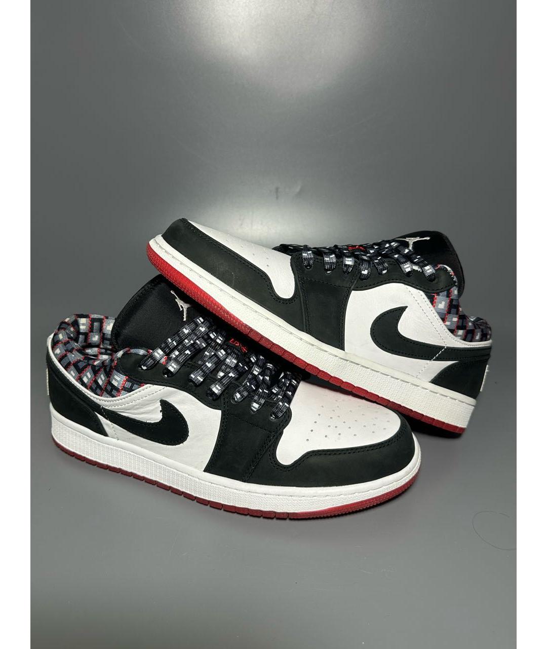 JORDAN Черные кожаные низкие кроссовки / кеды, фото 6