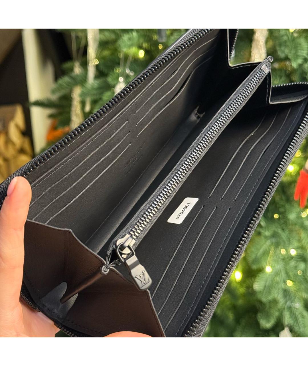 LOUIS VUITTON Черный кожаный кошелек, фото 2