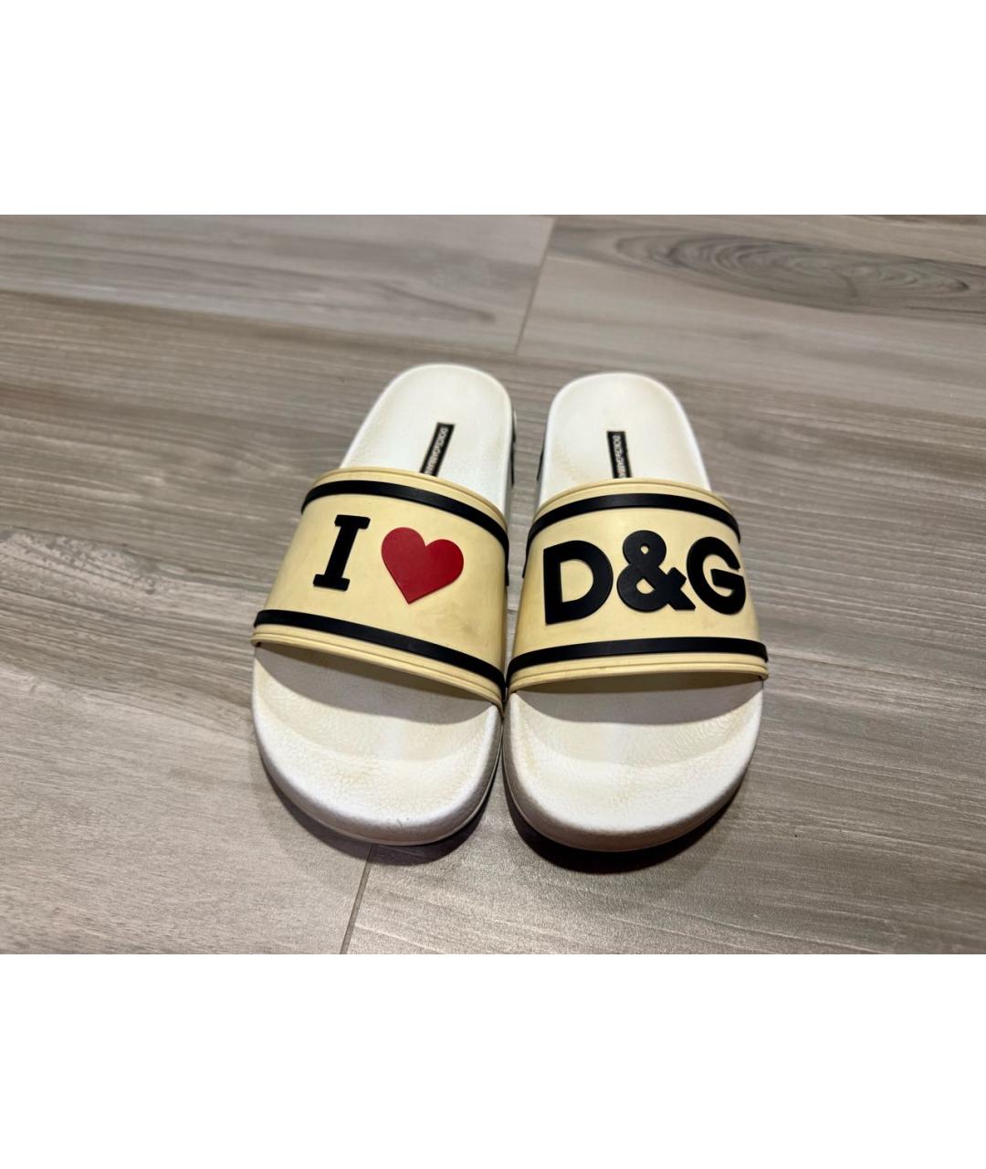 DOLCE&GABBANA Белые резиновые шлепанцы, фото 2