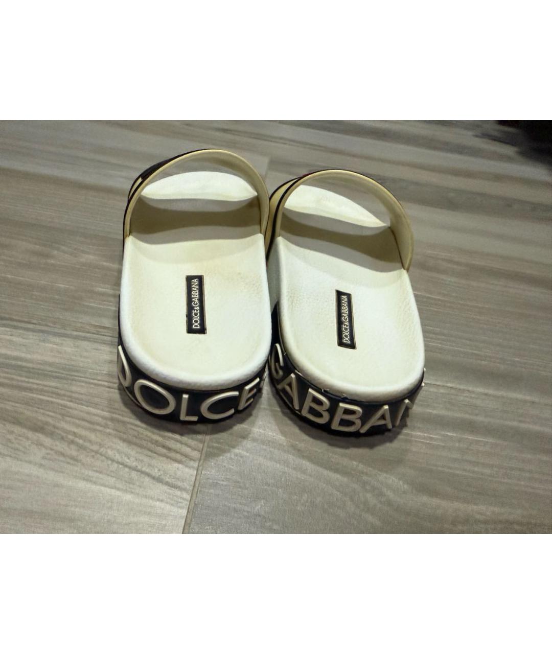 DOLCE&GABBANA Белые резиновые шлепанцы, фото 6
