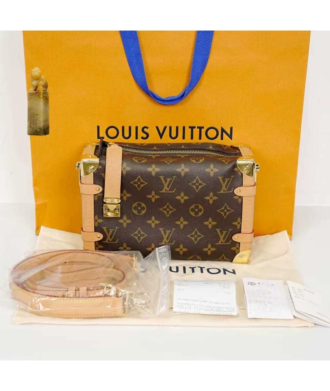 LOUIS VUITTON Коричневая кожаная сумка с короткими ручками, фото 9