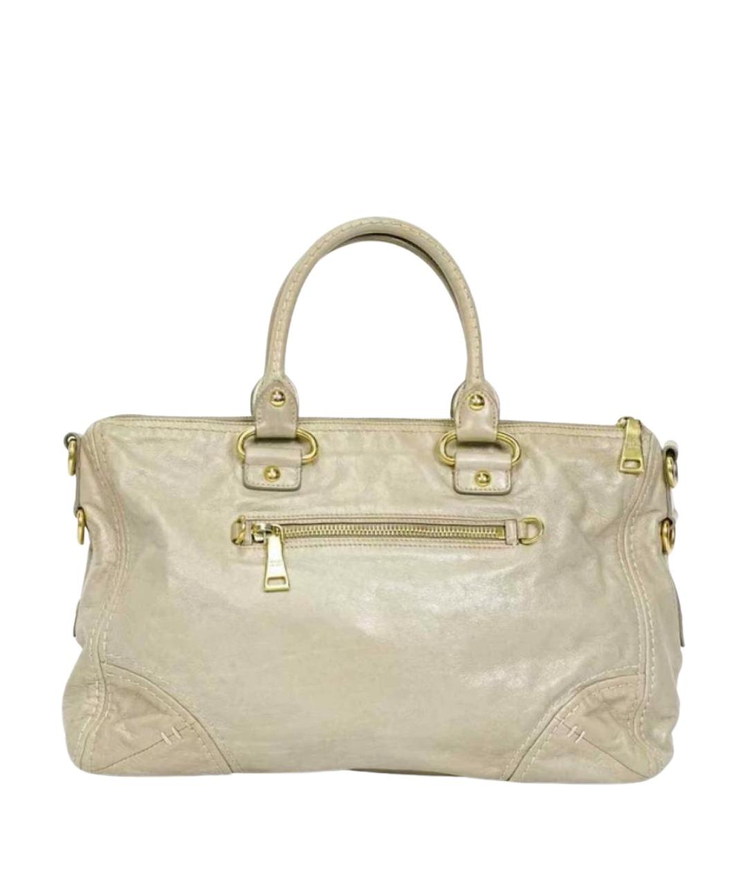 PRADA Бежевая кожаная сумка с короткими ручками, фото 2