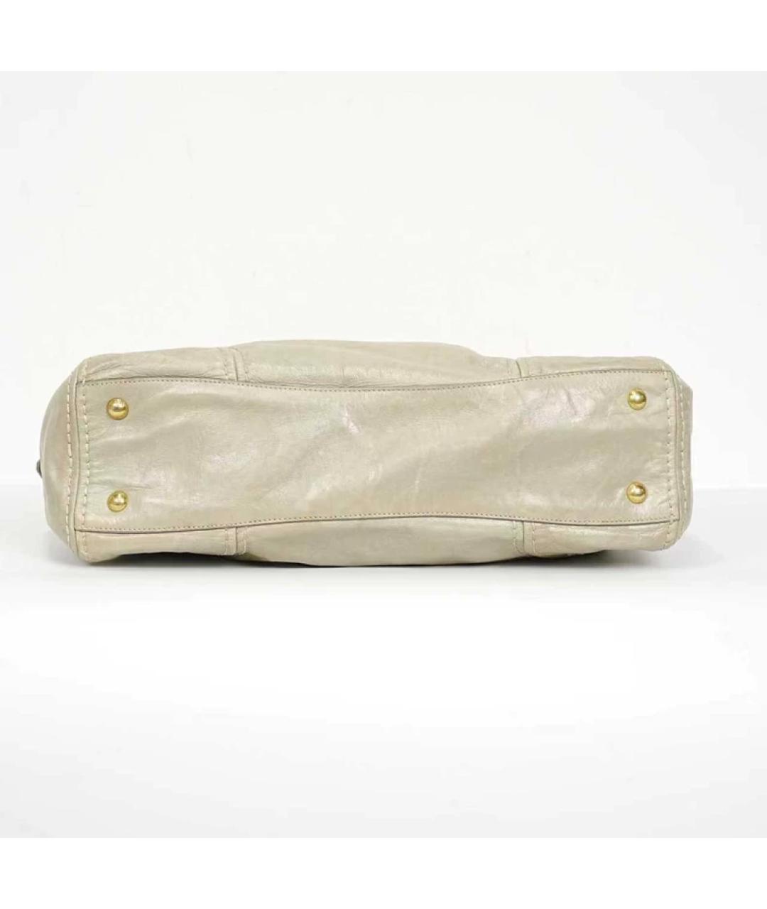 PRADA Бежевая кожаная сумка с короткими ручками, фото 6