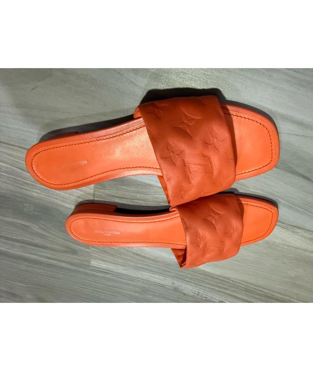LOUIS VUITTON Оранжевое кожаные шлепанцы, фото 8