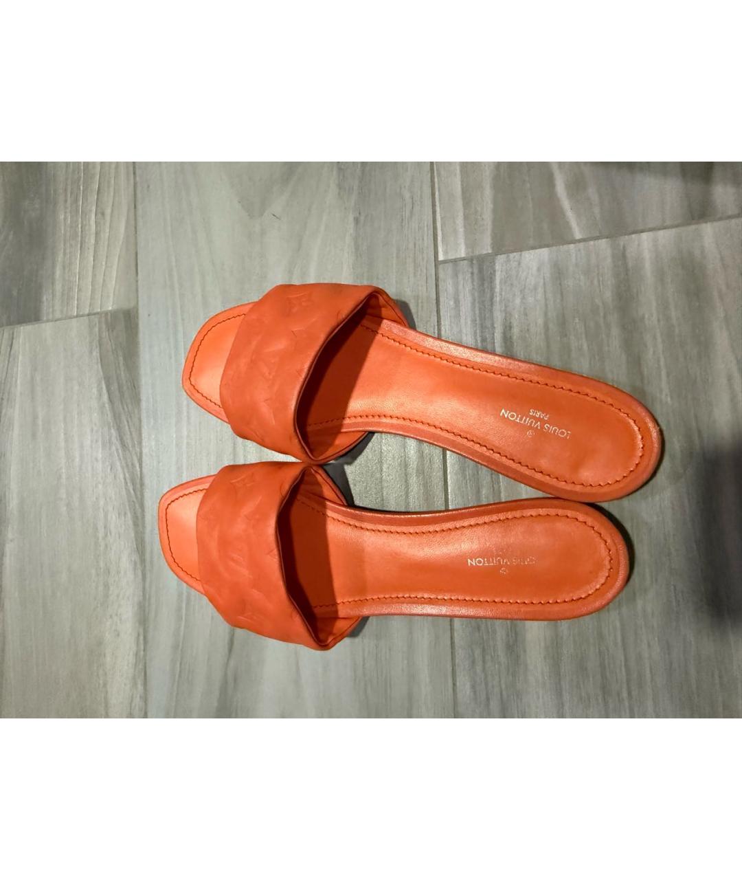 LOUIS VUITTON Оранжевое кожаные шлепанцы, фото 5