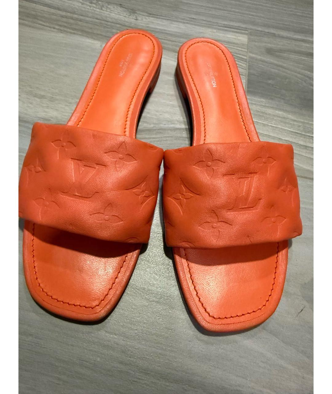LOUIS VUITTON Оранжевое кожаные шлепанцы, фото 3