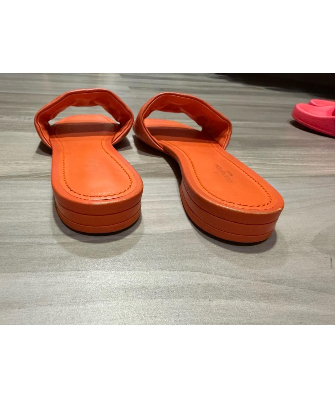 LOUIS VUITTON Оранжевое кожаные шлепанцы, фото 4
