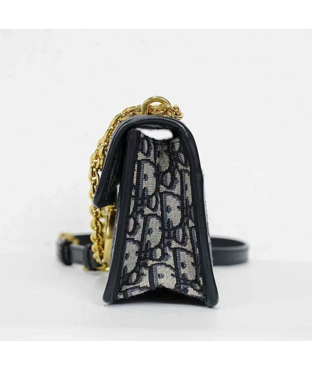 CHRISTIAN DIOR Темно-синяя тканевая сумка с короткими ручками, фото 3