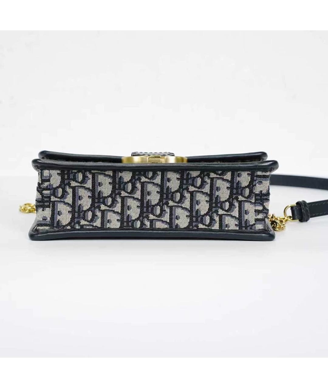 CHRISTIAN DIOR Темно-синяя тканевая сумка с короткими ручками, фото 5