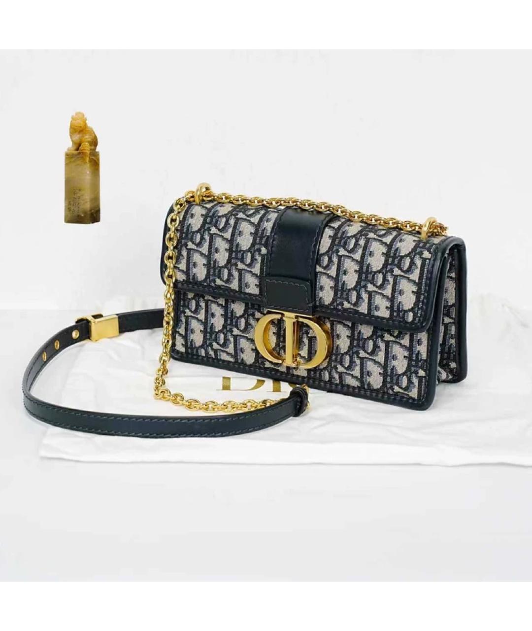 CHRISTIAN DIOR Темно-синяя тканевая сумка с короткими ручками, фото 9