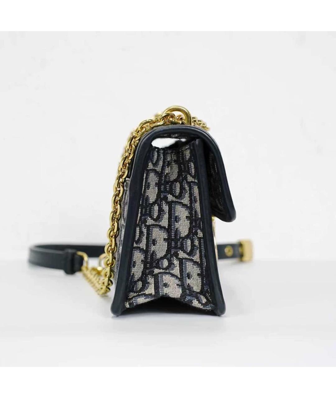 CHRISTIAN DIOR Темно-синяя тканевая сумка с короткими ручками, фото 4