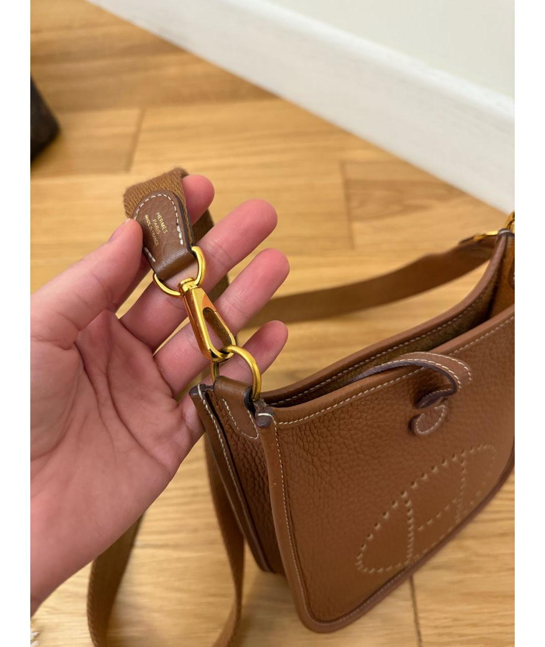 HERMES Коричневая кожаная сумка через плечо, фото 3