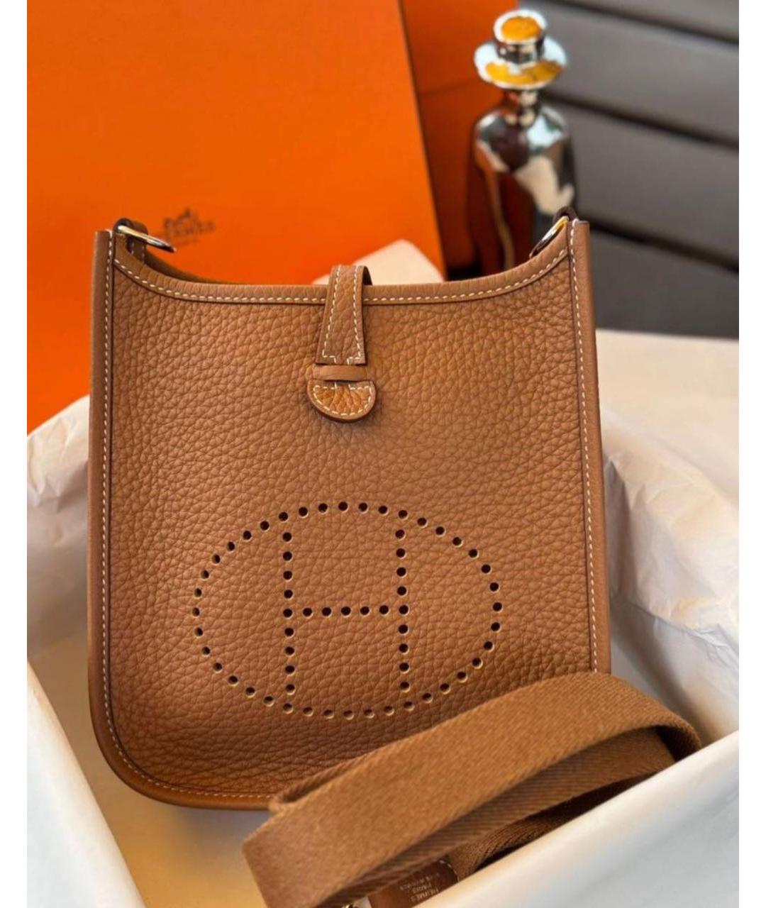 HERMES Коричневая кожаная сумка через плечо, фото 5