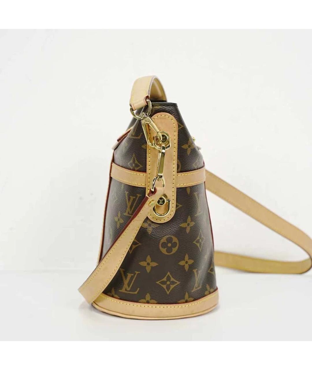 LOUIS VUITTON Коричневая кожаная сумка с короткими ручками, фото 6