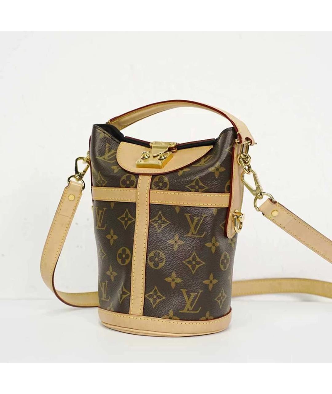 LOUIS VUITTON Коричневая кожаная сумка с короткими ручками, фото 4