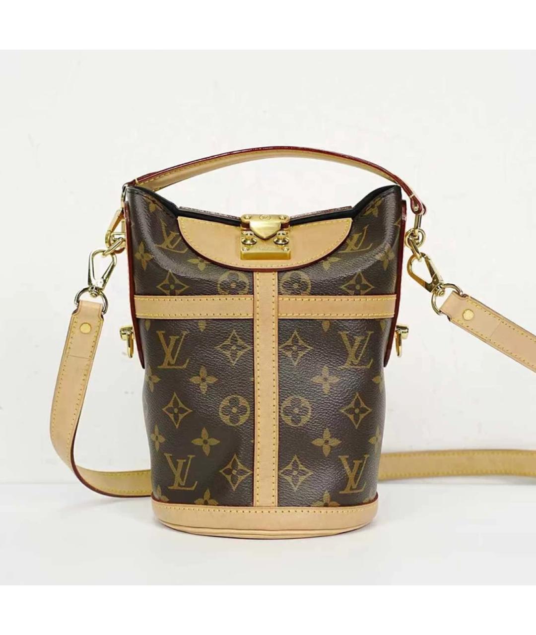 LOUIS VUITTON Коричневая кожаная сумка с короткими ручками, фото 8