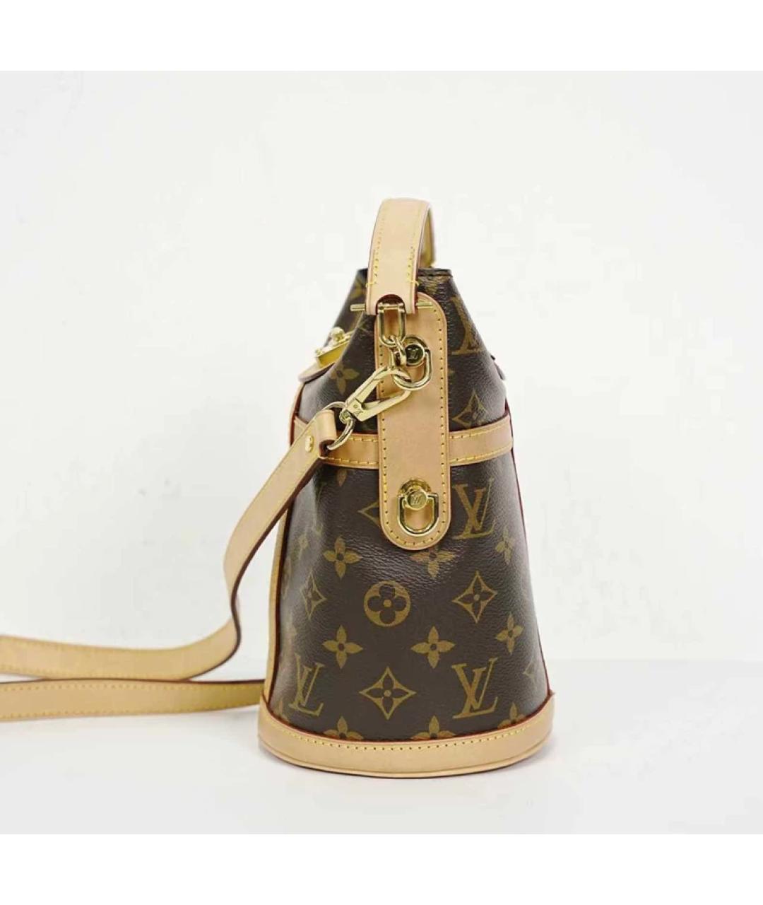 LOUIS VUITTON Коричневая кожаная сумка с короткими ручками, фото 3