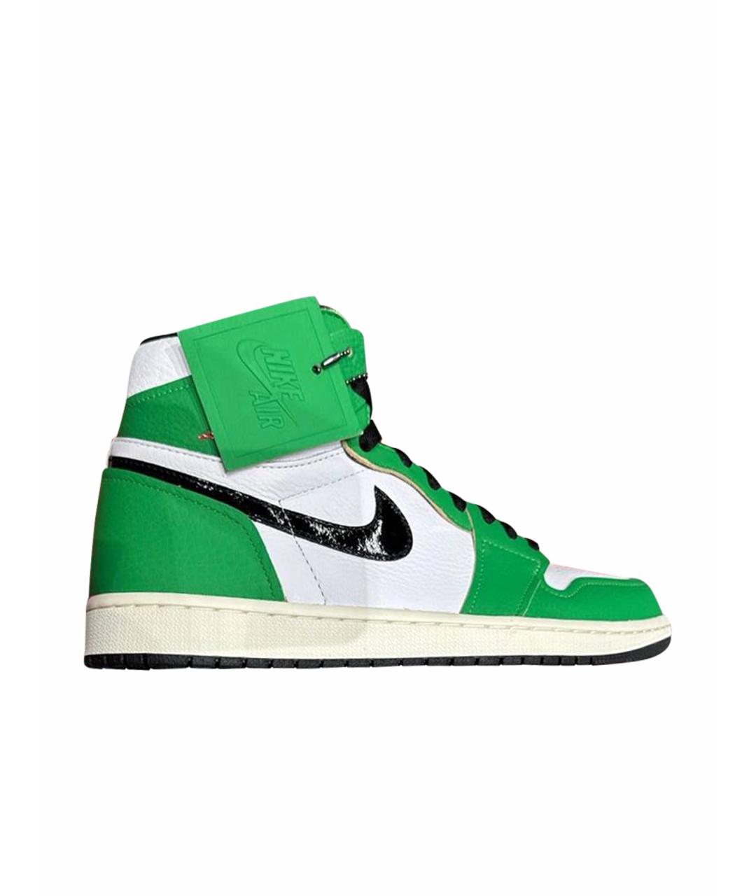 JORDAN Зеленые кожаные кроссовки, фото 1