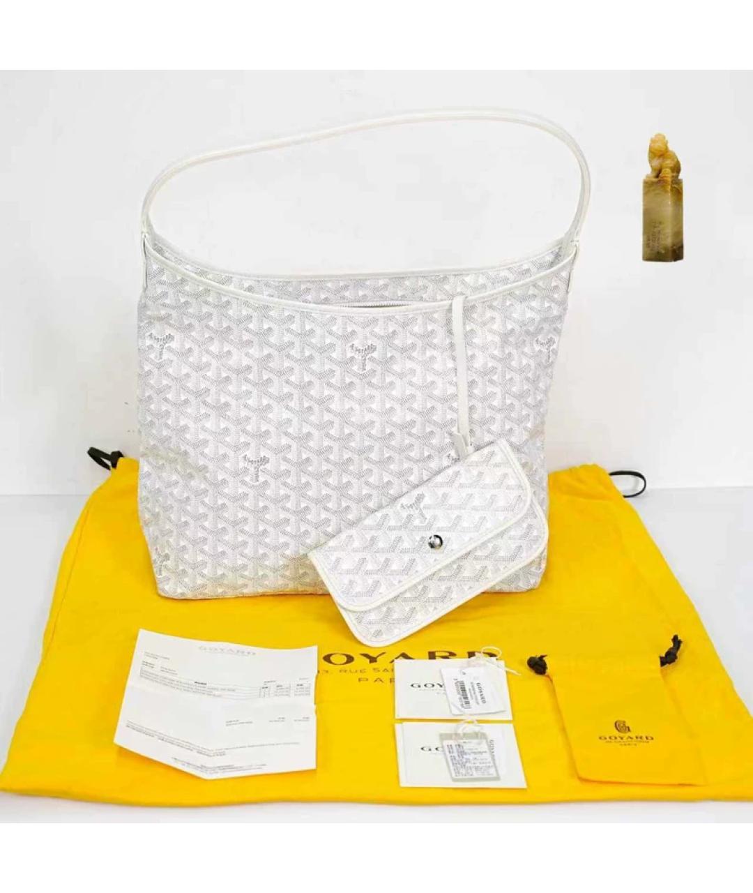 GOYARD Белая тканевая сумка с короткими ручками, фото 9