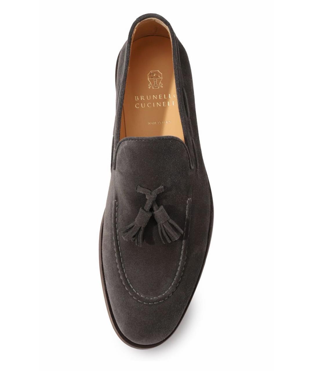 BRUNELLO CUCINELLI Антрацитовые замшевые лоферы, фото 3