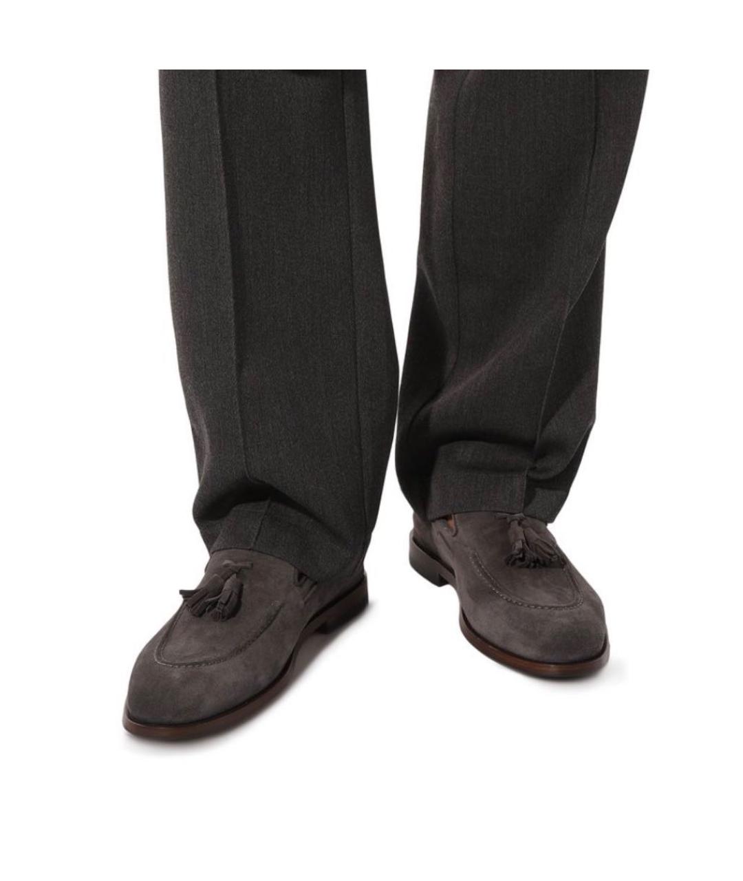 BRUNELLO CUCINELLI Антрацитовые замшевые лоферы, фото 2