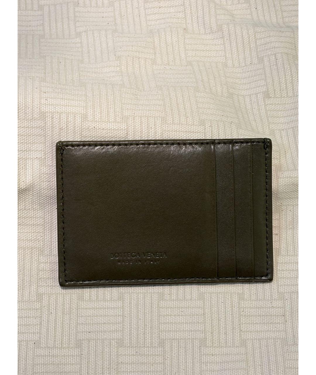 BOTTEGA VENETA Хаки кожаный кардхолдер, фото 2