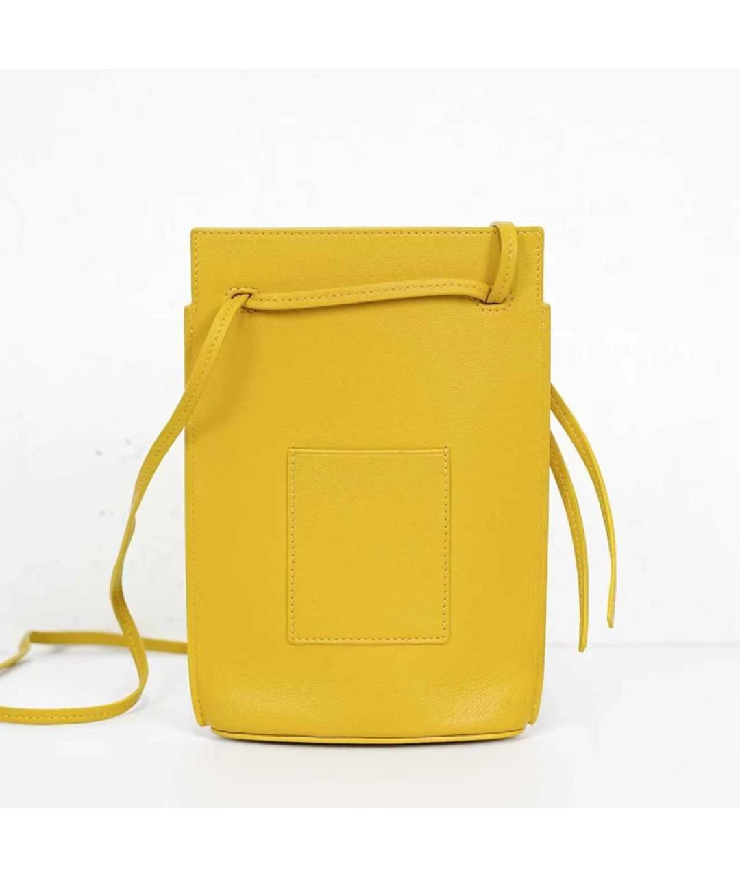 LOEWE Желтая кожаная сумка с короткими ручками, фото 2