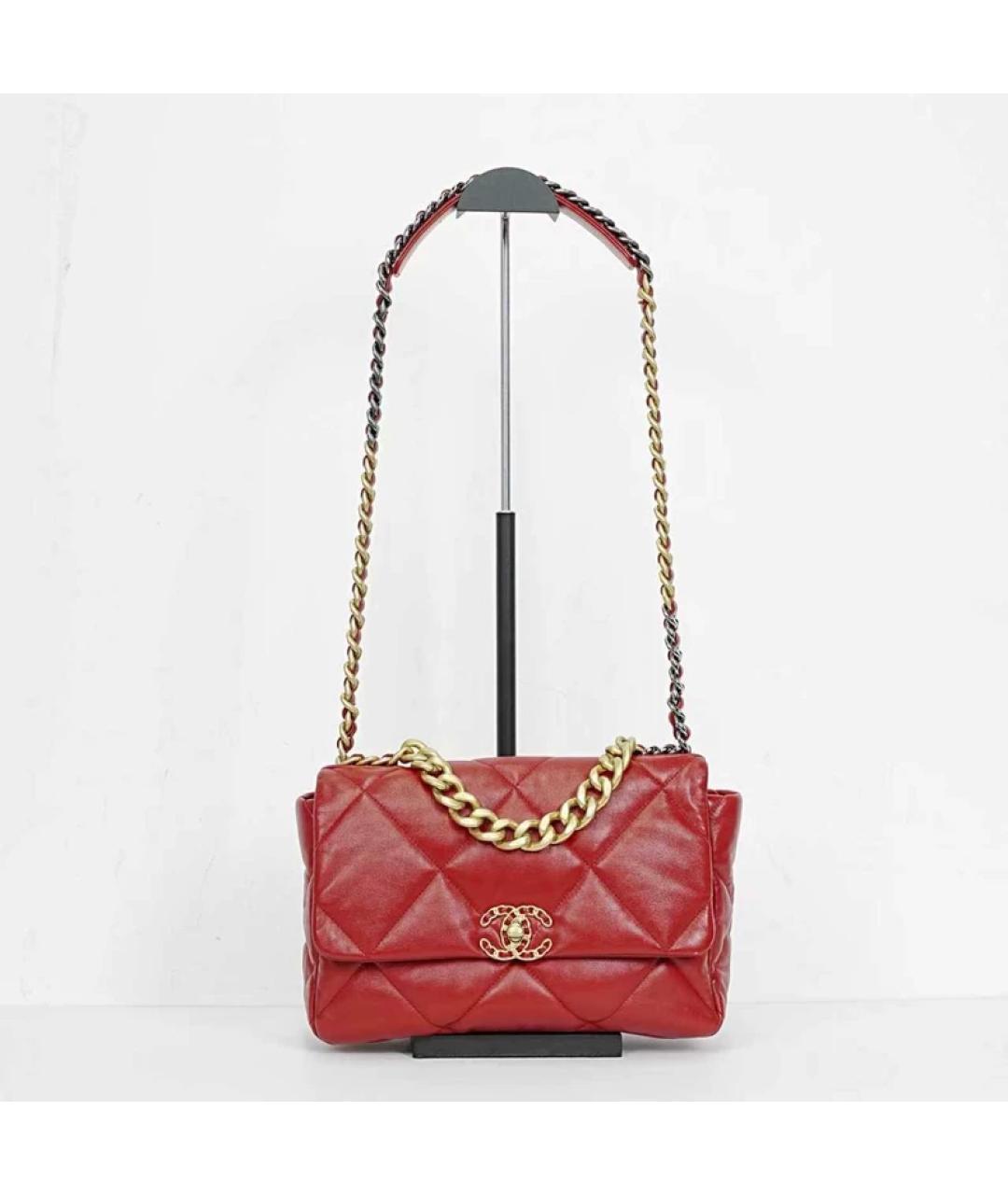 CHANEL Красная кожаная сумка через плечо, фото 10