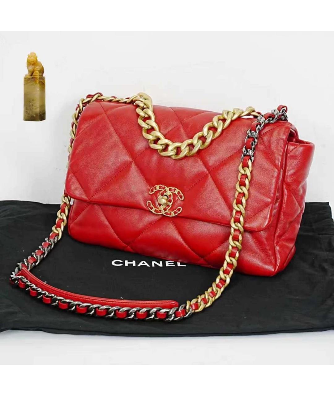 CHANEL Красная кожаная сумка через плечо, фото 9