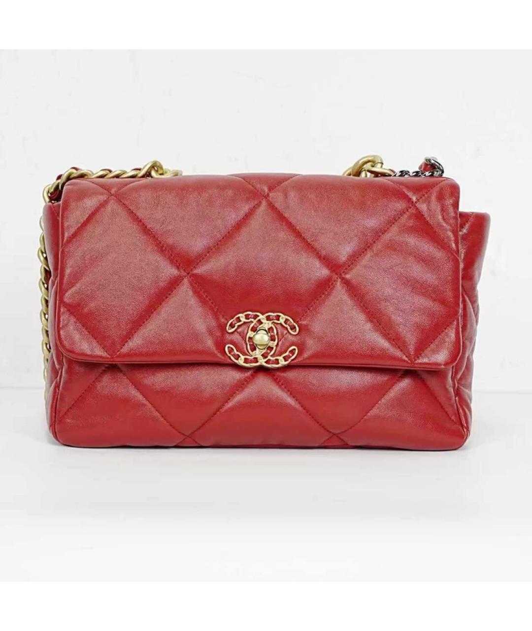 CHANEL Красная кожаная сумка через плечо, фото 4