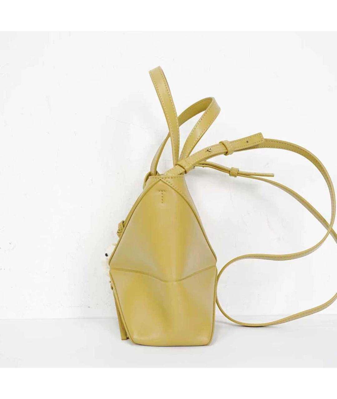 LOEWE Горчичная кожаная сумка с короткими ручками, фото 8