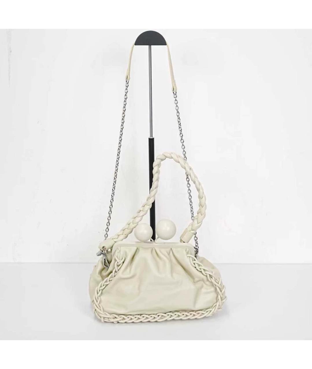 WEEKEND MAX MARA Белая кожаная сумка с короткими ручками, фото 7