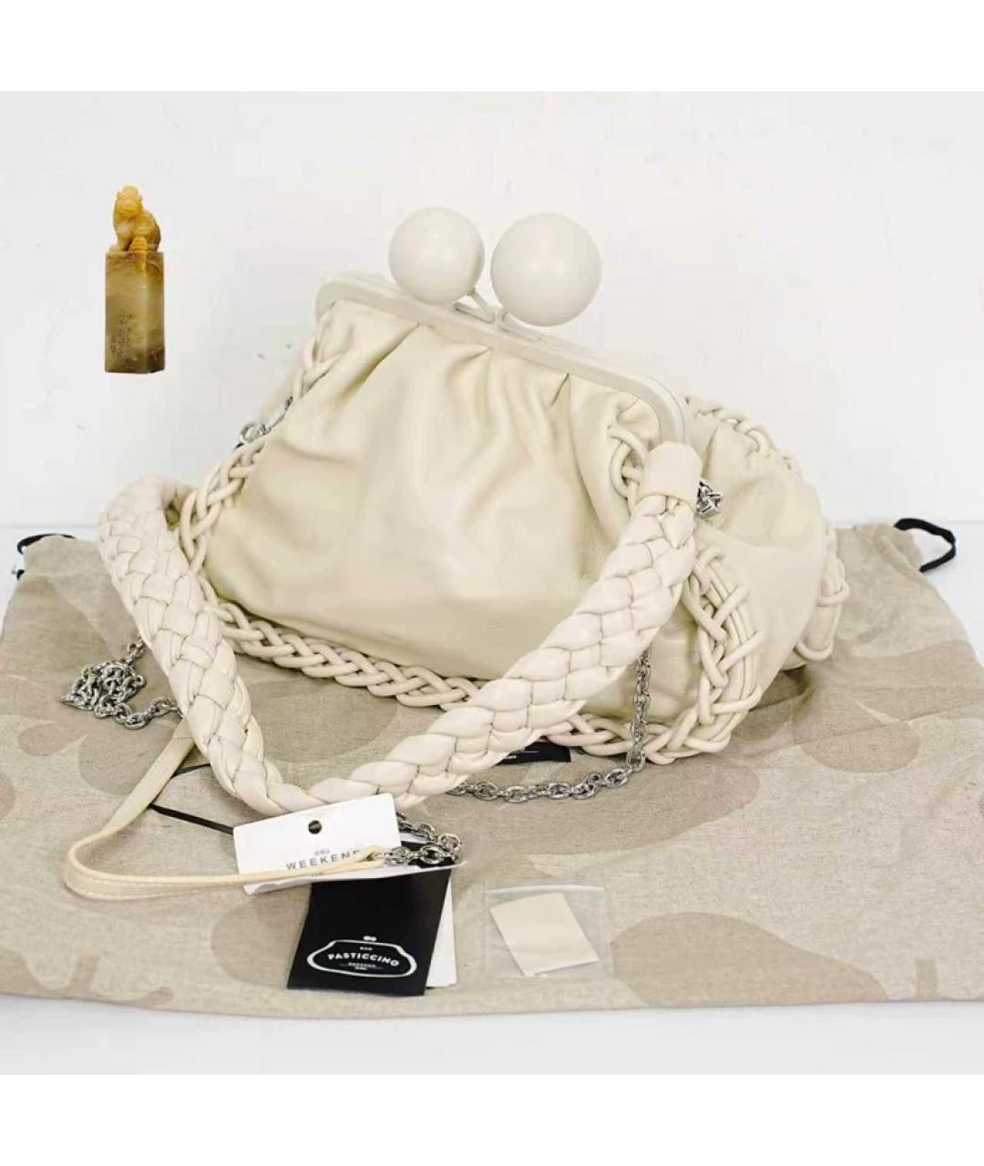 WEEKEND MAX MARA Белая кожаная сумка с короткими ручками, фото 9