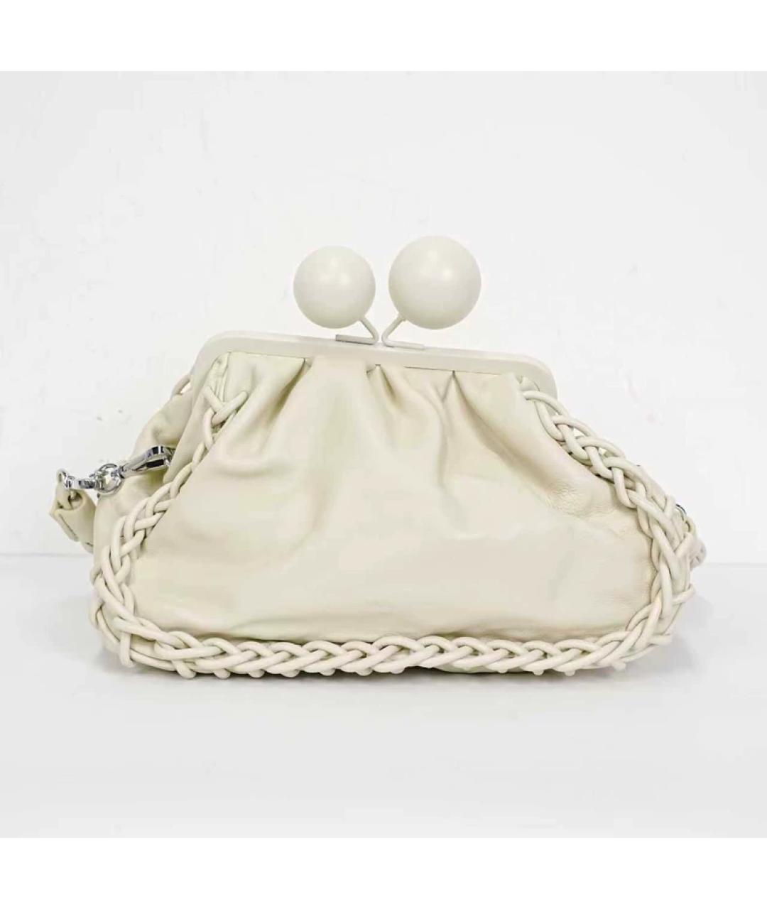 WEEKEND MAX MARA Белая кожаная сумка с короткими ручками, фото 10