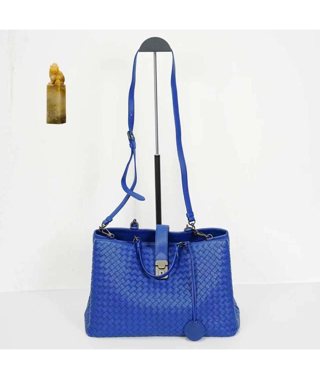 BOTTEGA VENETA Синяя кожаная сумка с короткими ручками, фото 9