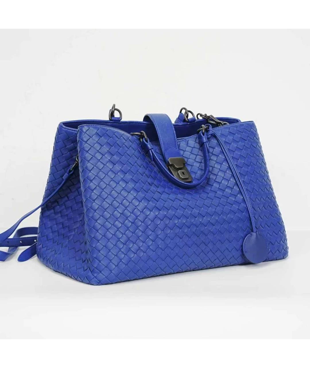 BOTTEGA VENETA Синяя кожаная сумка с короткими ручками, фото 2