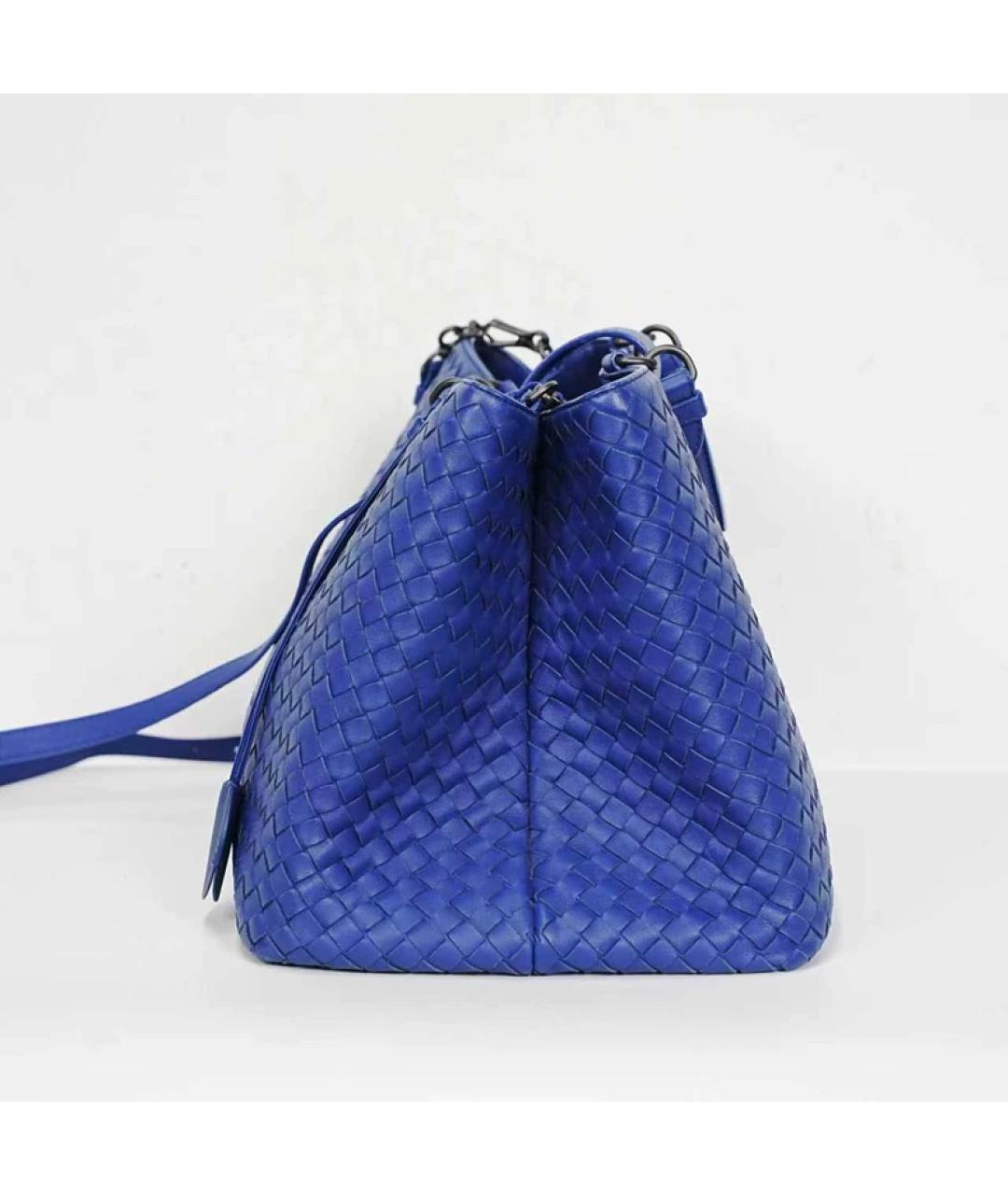BOTTEGA VENETA Синяя кожаная сумка с короткими ручками, фото 6