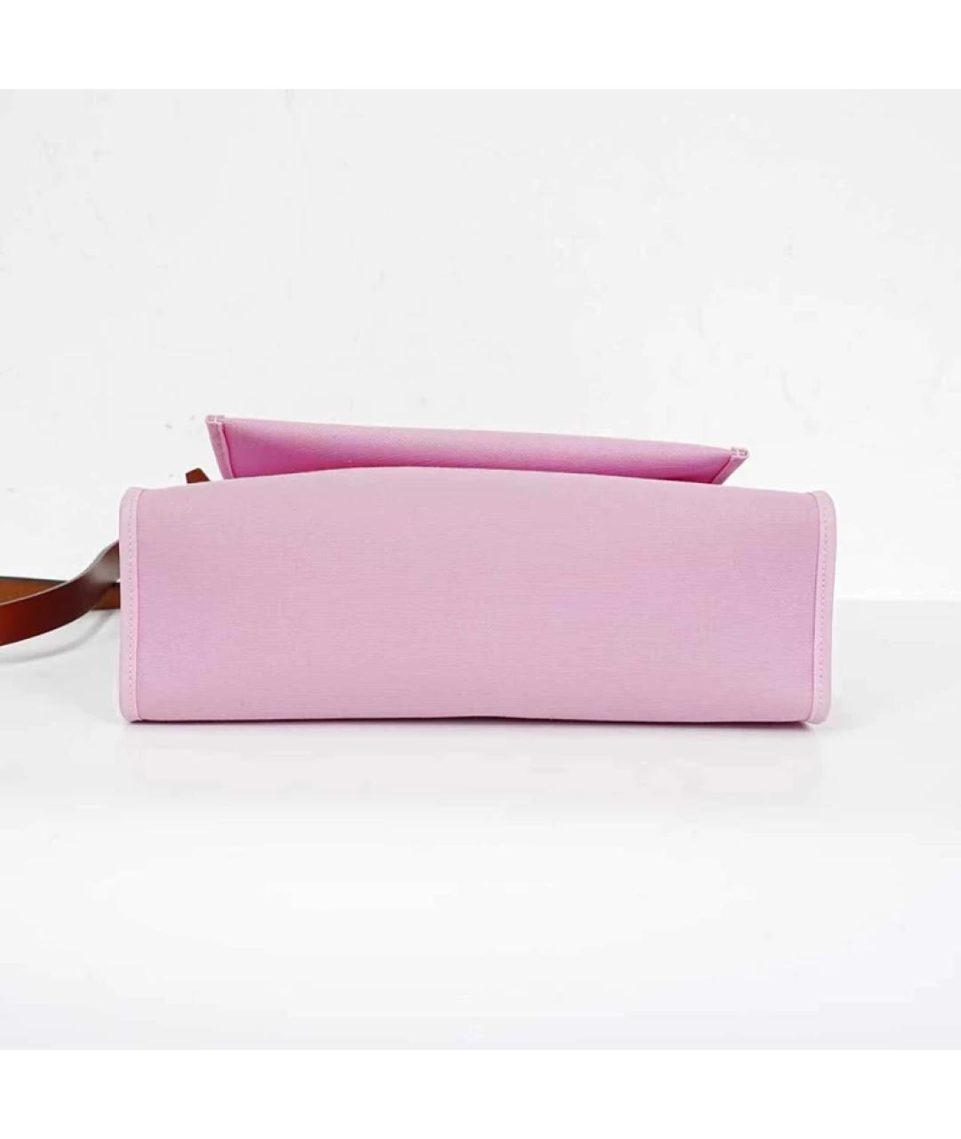 HERMES Розовая кожаная сумка с короткими ручками, фото 6