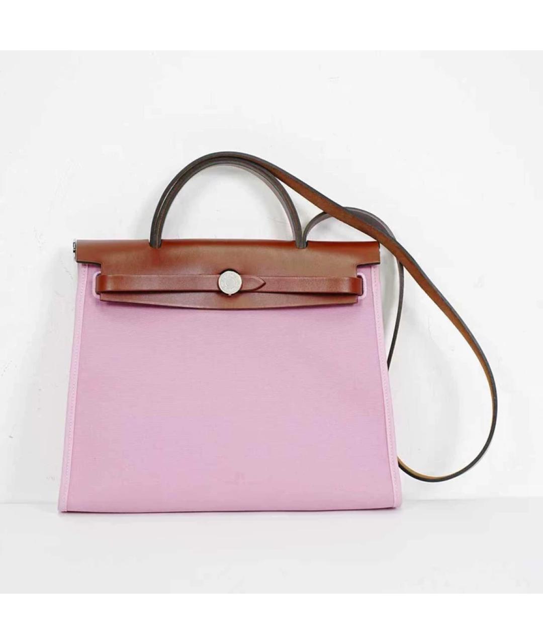 HERMES Розовая кожаная сумка с короткими ручками, фото 10