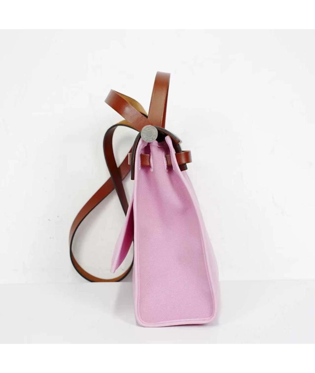 HERMES Розовая кожаная сумка с короткими ручками, фото 3