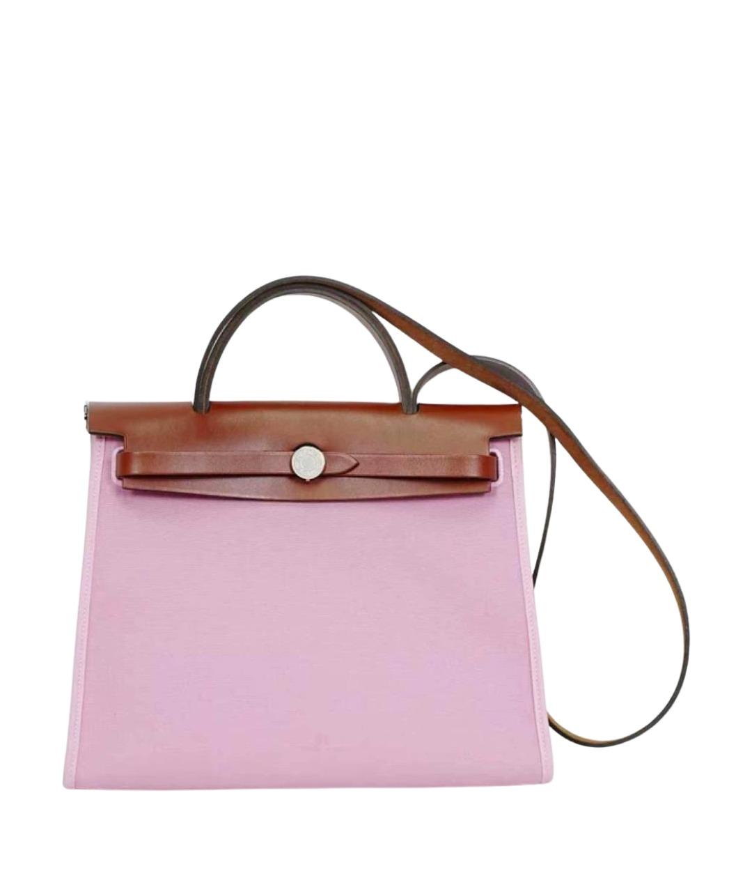 HERMES Розовая кожаная сумка с короткими ручками, фото 1