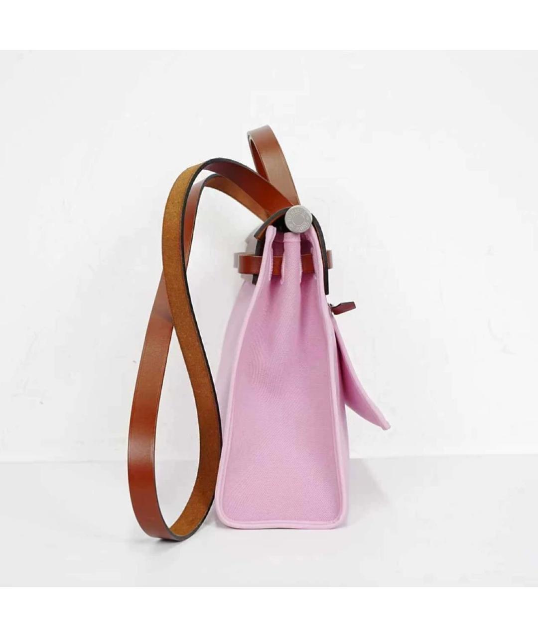 HERMES Розовая кожаная сумка с короткими ручками, фото 5