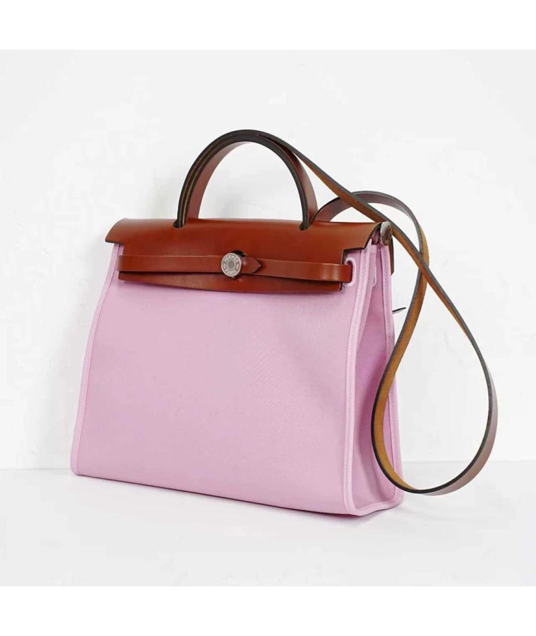 HERMES Розовая кожаная сумка с короткими ручками, фото 2