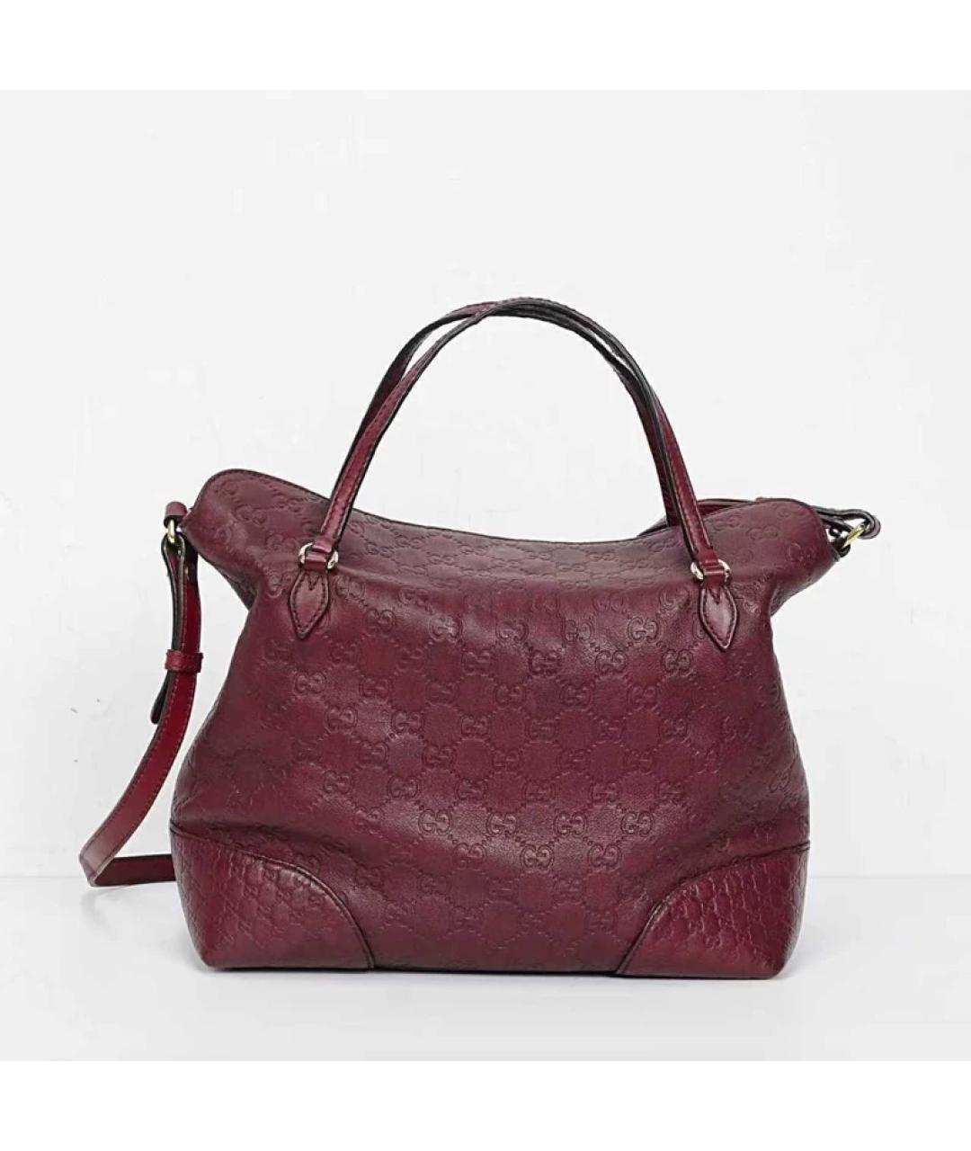 GUCCI Бордовая кожаная сумка с короткими ручками, фото 10